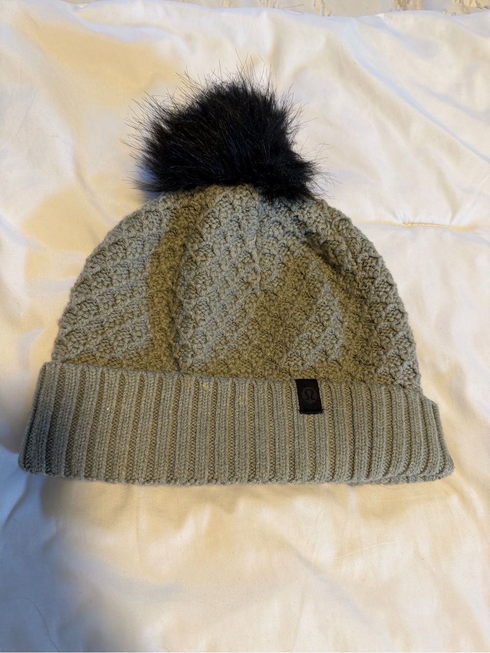 lululemon athletica Olive Green Knit Beanie with Black Pom